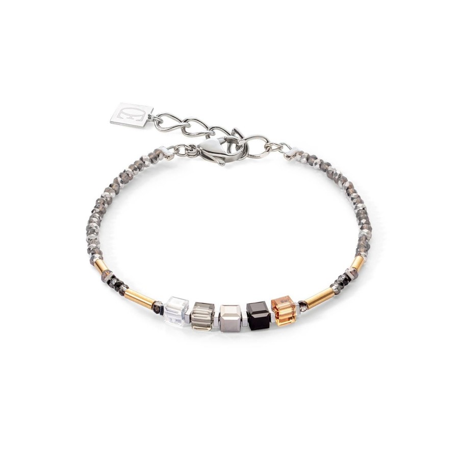 Bracelets CŒUR DE LION  | Cube Story Minimalistic Sparkling Bracelet Grey Gold